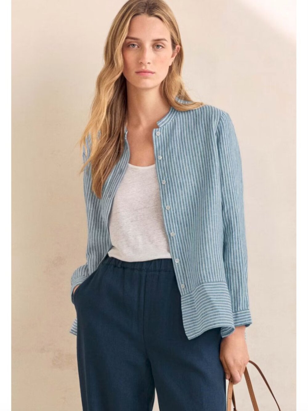Poetry Striped Shirt with Peplum Délavé Linen